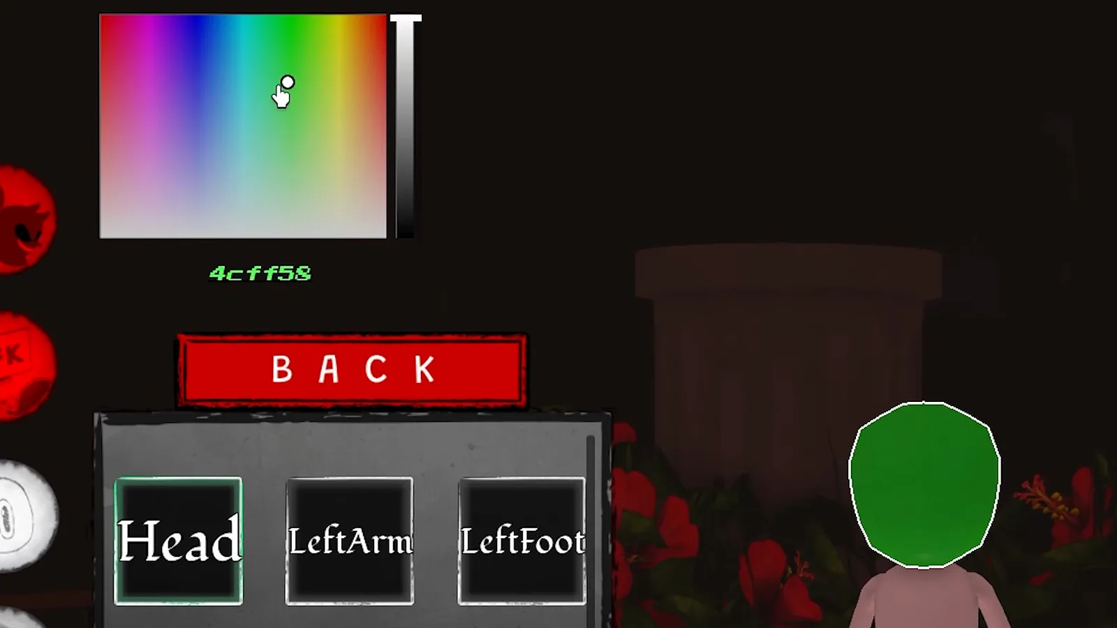 Abyssal Escape Vessel Body Parts color picker showing the custom Hex color input #ffd458